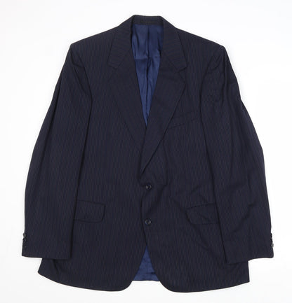 Charles Hobson Mens Blue Striped Wool Jacket Suit Jacket Size 40 Regular