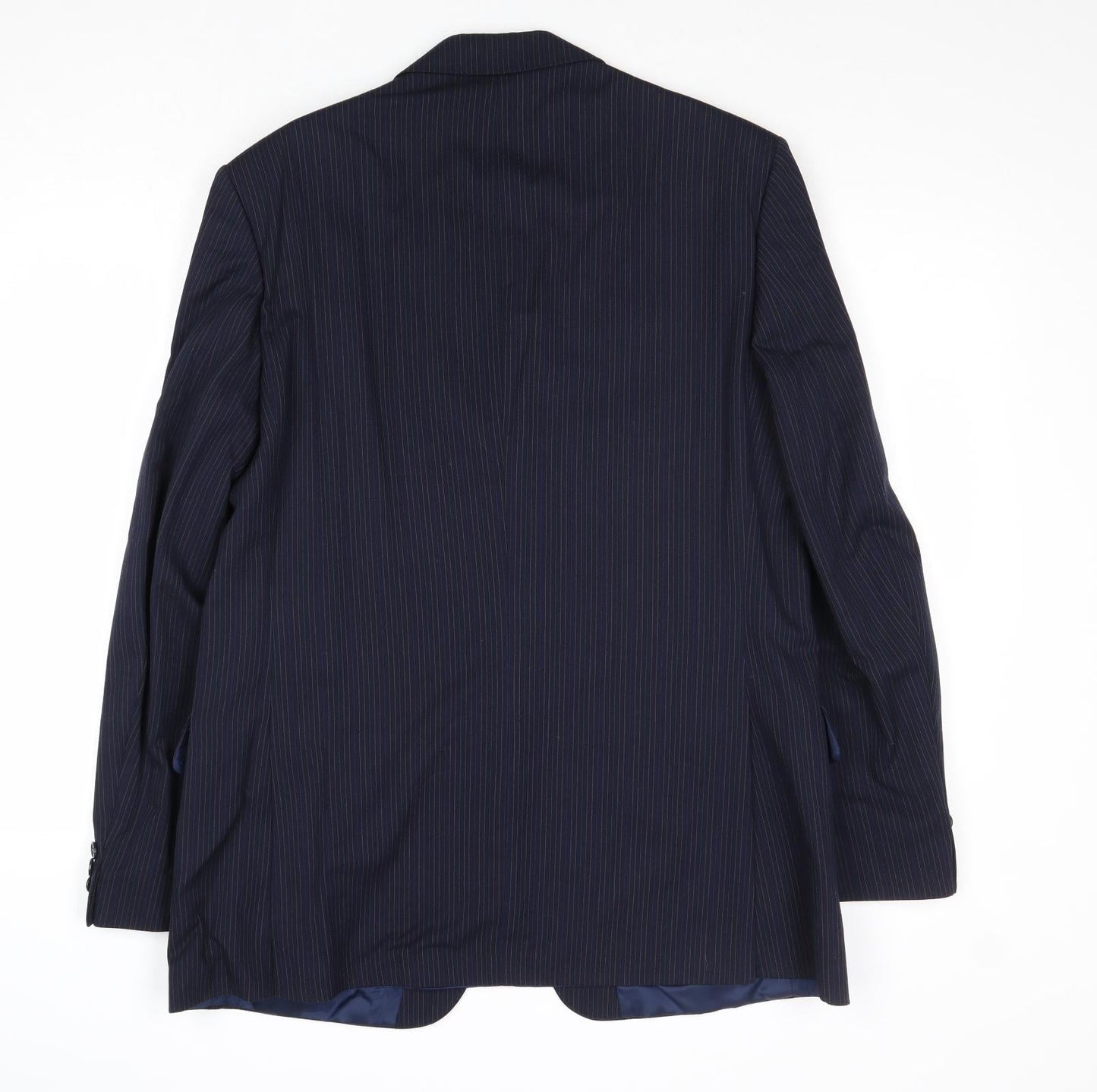 Charles Hobson Mens Blue Striped Wool Jacket Suit Jacket Size 40 Regular