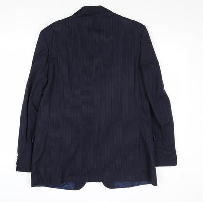 Charles Hobson Mens Blue Striped Wool Jacket Suit Jacket Size 40 Regular