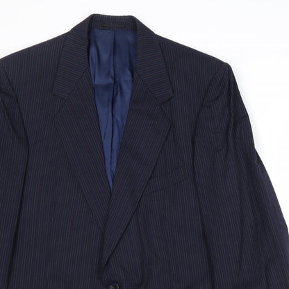 Charles Hobson Mens Blue Striped Wool Jacket Suit Jacket Size 40 Regular