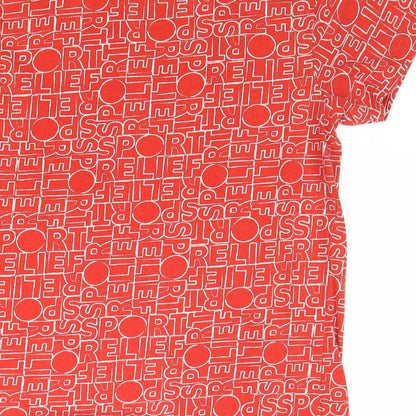 Sport Relief Boys Red Geometric Cotton Pullover T-Shirt Size 9-10 Years Crew Neck Pullover