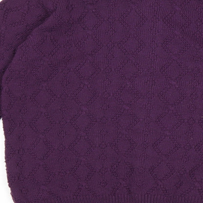 Autonomy Womens Purple Round Neck Polyester Cardigan Jumper Size S