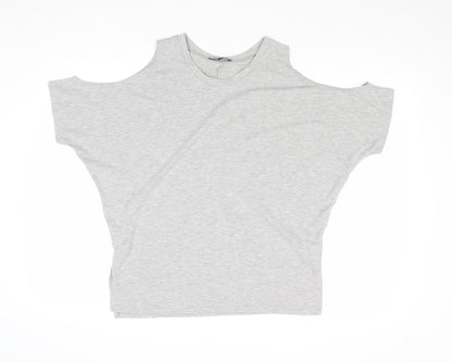 Womens UK Size 10 New Look Grey Basic T-Shirt