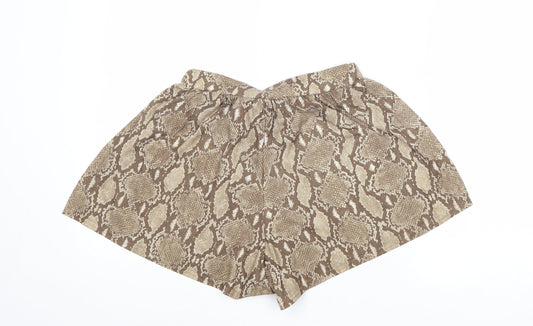 Boohoo Womens Brown Animal Print Polyester Basic Shorts Size 10 Regular Pull On - Snake Skin Print