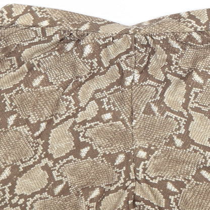 Boohoo Womens Brown Animal Print Polyester Basic Shorts Size 10 Regular Pull On - Snake Skin Print