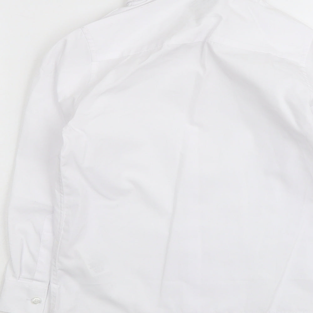 Marks and Spencer Boys White Polyester Basic Button-Up Size 8-9 Years Collared Button