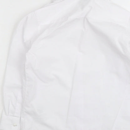 Marks and Spencer Boys White Polyester Basic Button-Up Size 8-9 Years Collared Button