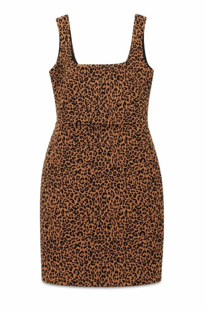 H&M Womens Brown Animal Print Polyester A-Line Size S Square Neck Pullover - Leopard Pattern