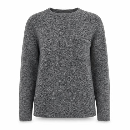 Maison Cinqcent Womens Grey Round Neck Cotton Pullover Jumper Size S
