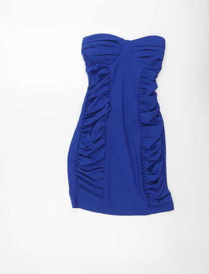 Little Luli Womens Blue Polyester Bodycon Size S Sweetheart Zip