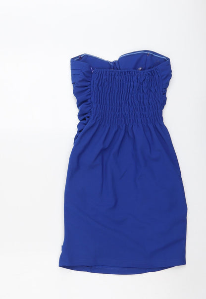 Little Luli Womens Blue Polyester Bodycon Size S Sweetheart Zip
