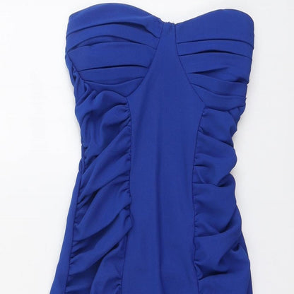 Little Luli Womens Blue Polyester Bodycon Size S Sweetheart Zip