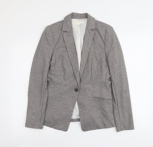 H&M Womens Grey Polyester Jacket Blazer Size 12