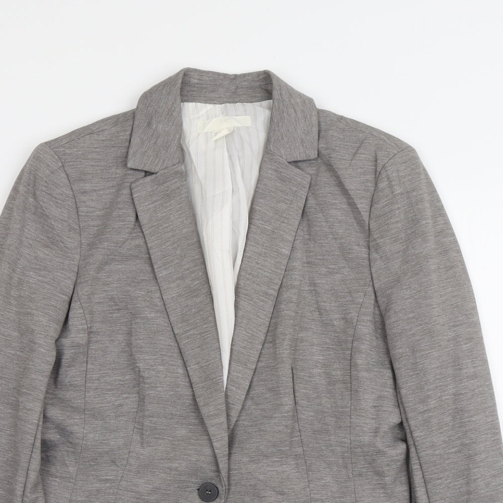 H&M Womens Grey Polyester Jacket Blazer Size 12