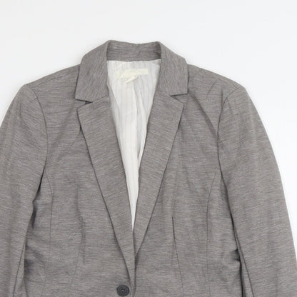 H&M Womens Grey Polyester Jacket Blazer Size 12