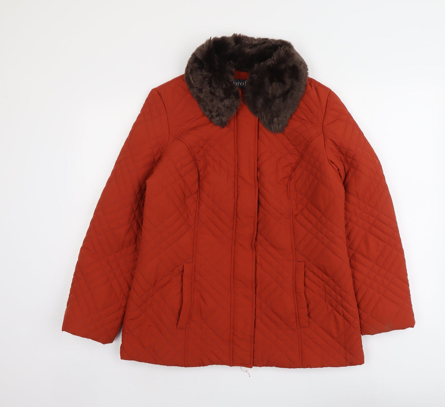Profile Womens Red Quilted Jacket Size 12 Zip