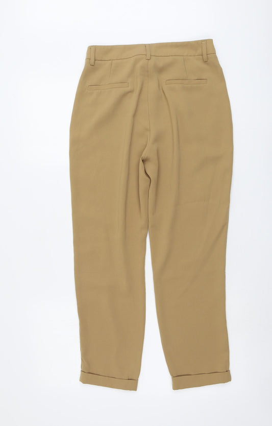 Stradivarius Womens Beige Polyester Trousers Size 8 L25 in Regular Button