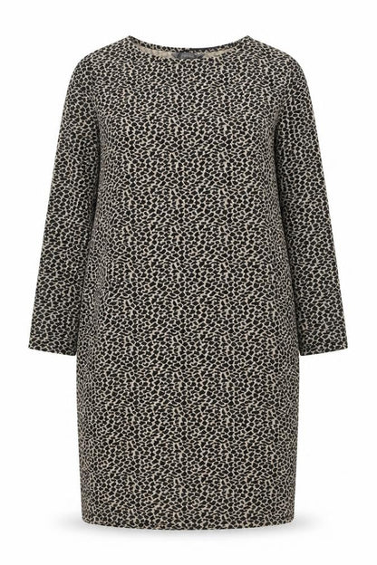 Principles Womens Beige Animal Print Polyester Jumper Dress Size 10 Round Neck Pullover - Leopard Pattern