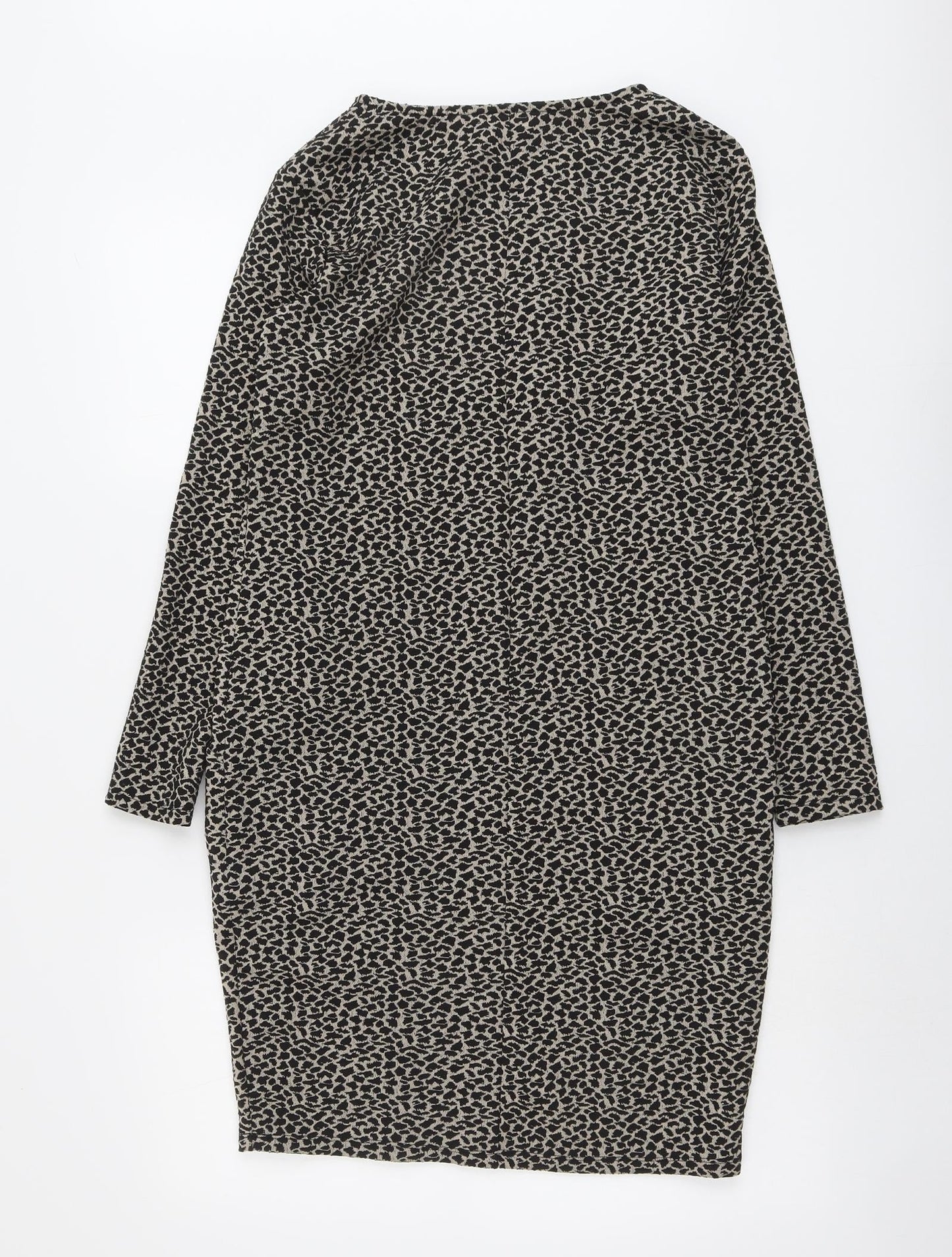 Principles Womens Beige Animal Print Polyester Jumper Dress Size 10 Round Neck Pullover - Leopard Pattern