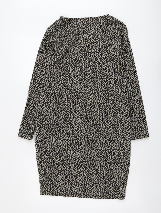 Principles Womens Beige Animal Print Polyester Jumper Dress Size 10 Round Neck Pullover - Leopard Pattern
