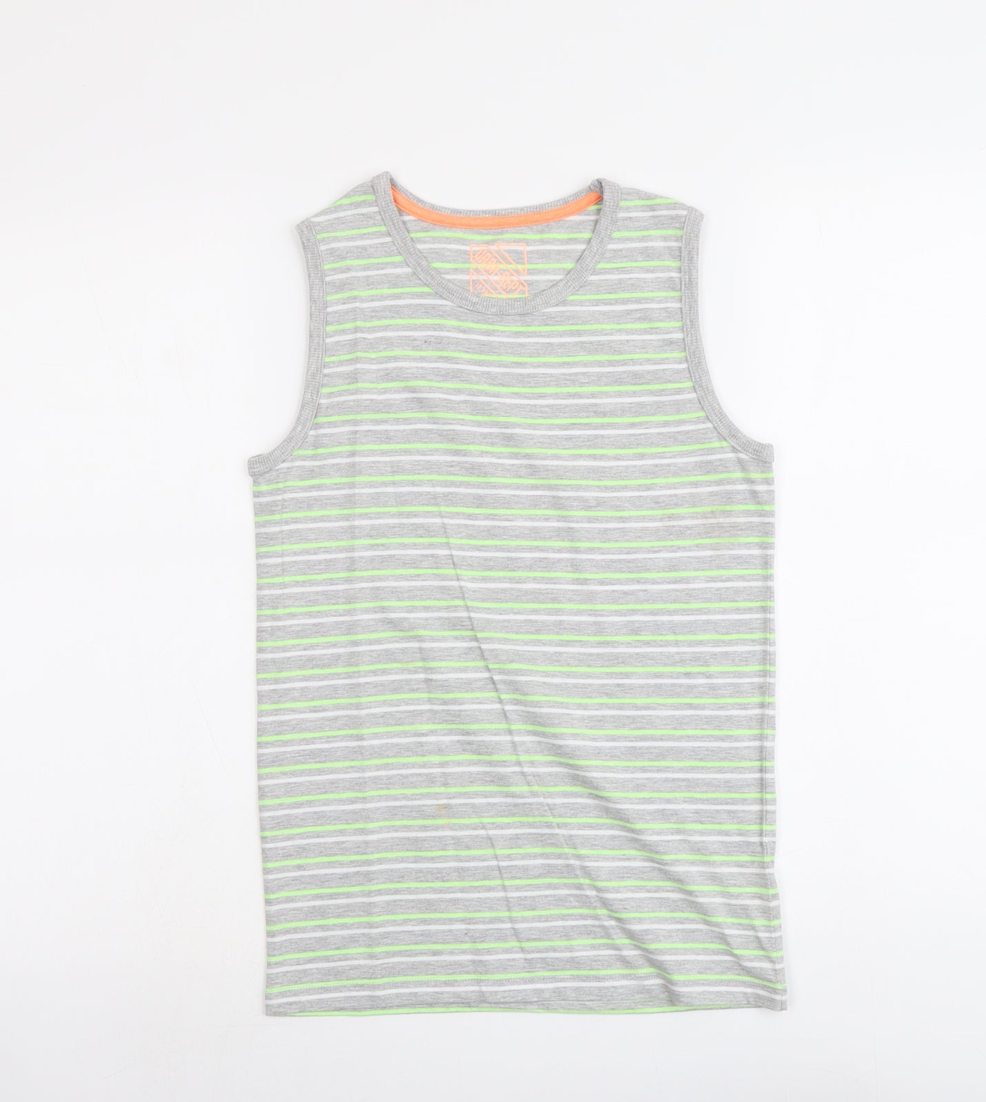 Urbn-Dept Boys Grey Striped Cotton Pullover Tank Size 12 Years Round Neck Pullover