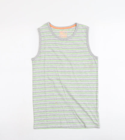 Urbn-Dept Boys Grey Striped Cotton Pullover Tank Size 12 Years Round Neck Pullover
