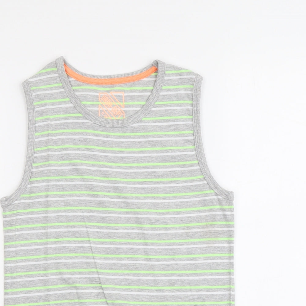 Urbn-Dept Boys Grey Striped Cotton Pullover Tank Size 12 Years Round Neck Pullover
