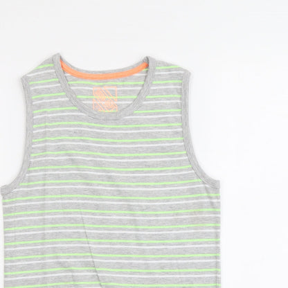 Urbn-Dept Boys Grey Striped Cotton Pullover Tank Size 12 Years Round Neck Pullover