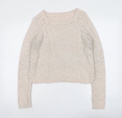 H&M Womens Pink Round Neck Acrylic Pullover Jumper Size 10