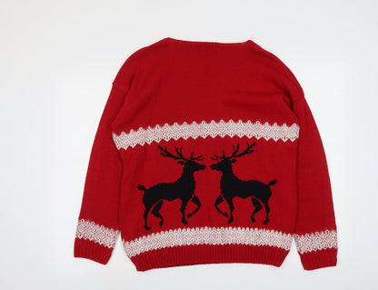 Womens UK Size M Pura Moda Red Pullover Jumper