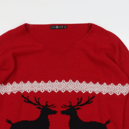 Womens UK Size M Pura Moda Red Pullover Jumper