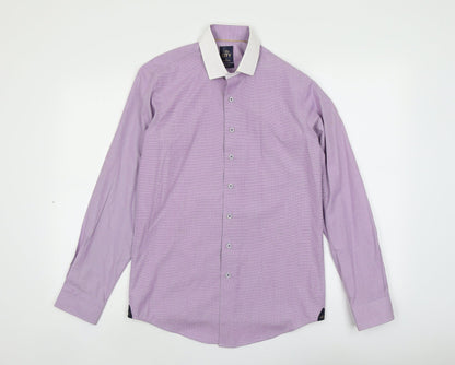 Mens UK Size 15 Benetti Purple  Button-Up Long Sleeve Casual Shirt