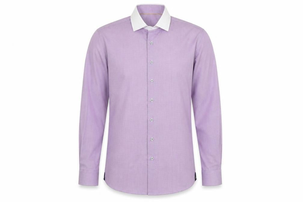 Mens UK Size 15 Benetti Purple  Button-Up Long Sleeve Casual Shirt