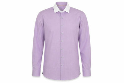 Mens UK Size 15 Benetti Purple  Button-Up Long Sleeve Casual Shirt