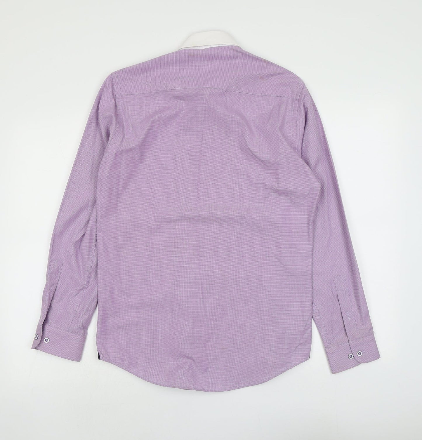 Mens UK Size 15 Benetti Purple  Button-Up Long Sleeve Casual Shirt