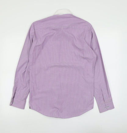Mens UK Size 15 Benetti Purple  Button-Up Long Sleeve Casual Shirt