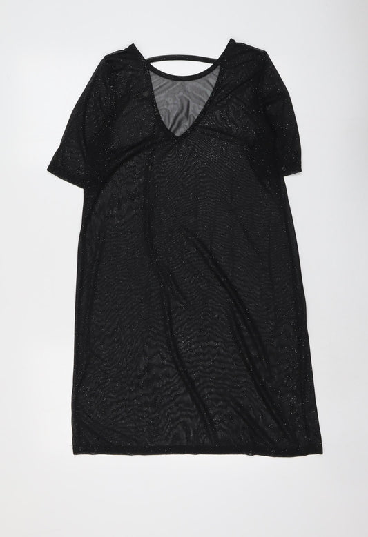 River Island Womens Black Polyester A-Line Size 10 V-Neck Pullover