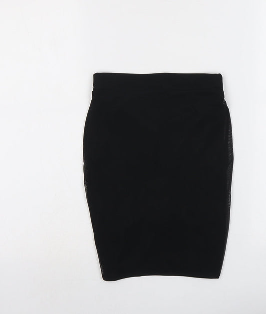 PRETTYLITTLETHING Womens Black Polyester Bandage Skirt Size 6