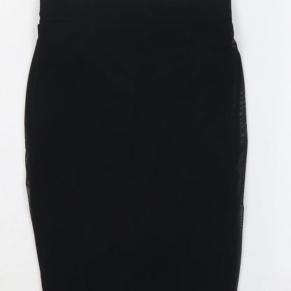 PRETTYLITTLETHING Womens Black Polyester Bandage Skirt Size 6