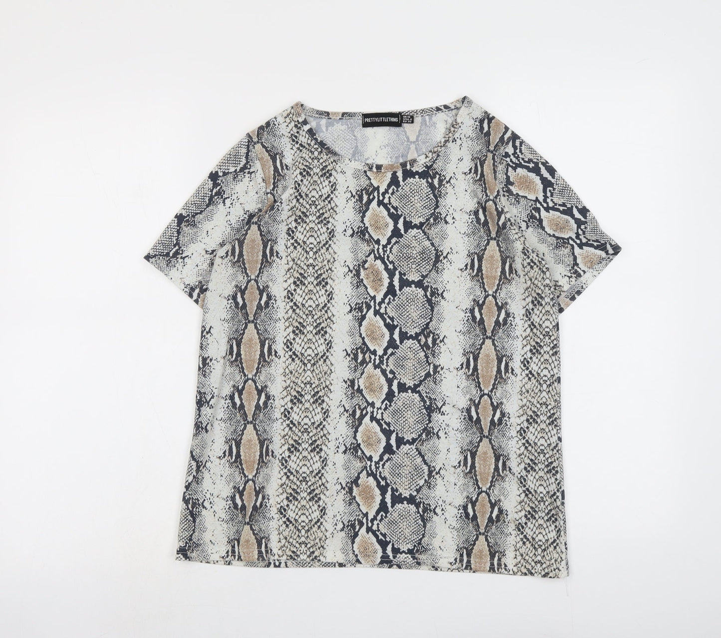 Womens UK Size 10 PRETTYLITTLETHING Beige Basic T-Shirt