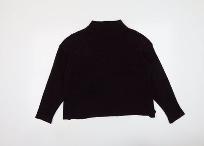 Gina Locardo Womens Purple Mock Neck Acrylic Pullover Jumper Size S