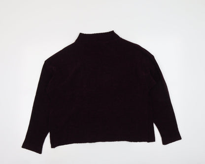 Gina Locardo Womens Purple Mock Neck Acrylic Pullover Jumper Size S