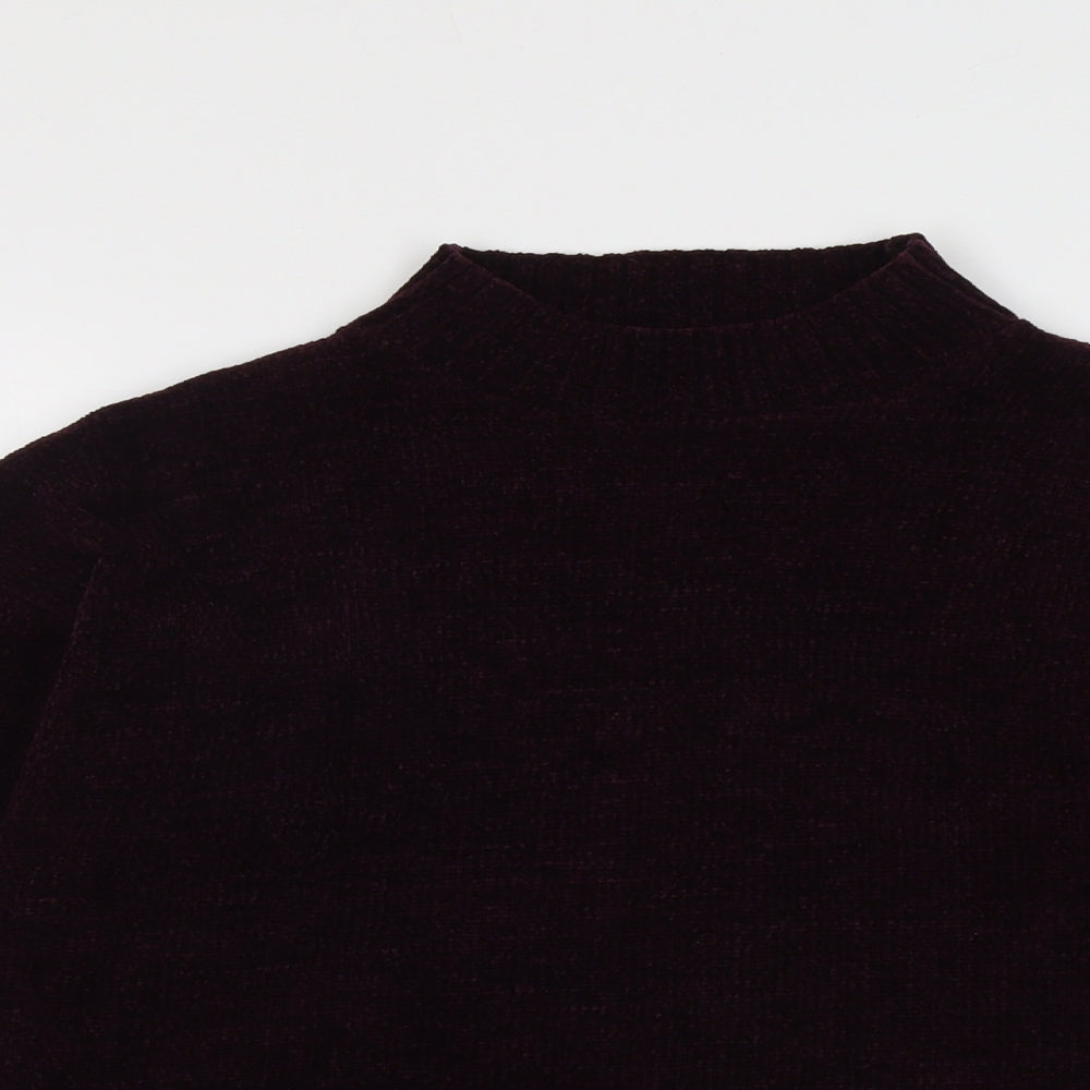 Gina Locardo Womens Purple Mock Neck Acrylic Pullover Jumper Size S