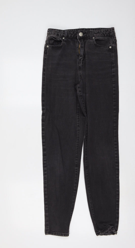 Boohoo Womens Grey Cotton Skinny Jeans Size 8 L25 in Regular Button