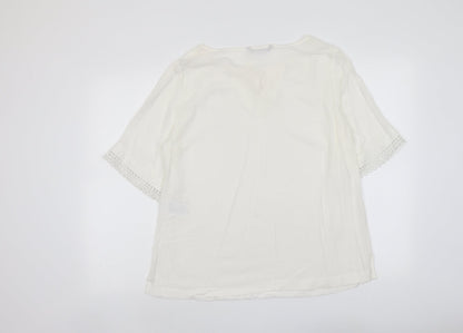 Womens UK Size 8 LC Waikiki Ivory Basic T-Shirt