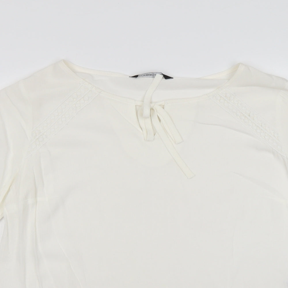 Womens UK Size 8 LC Waikiki Ivory Basic T-Shirt