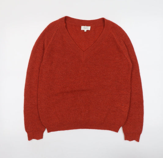 Grace&Mila Womens Red V-Neck Acrylic Pullover Jumper Size S
