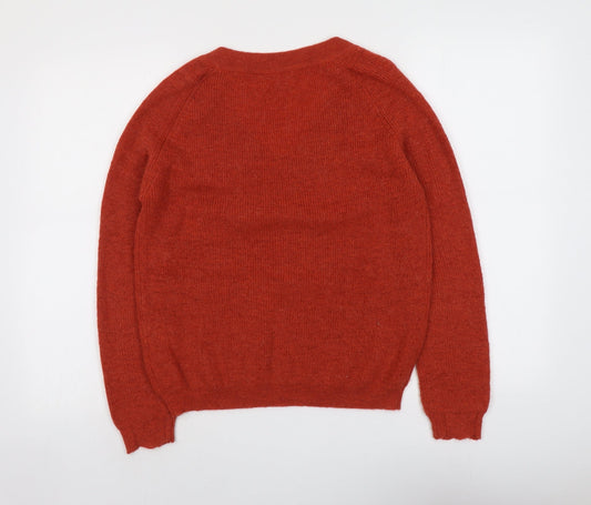 Grace&Mila Womens Red V-Neck Acrylic Pullover Jumper Size S