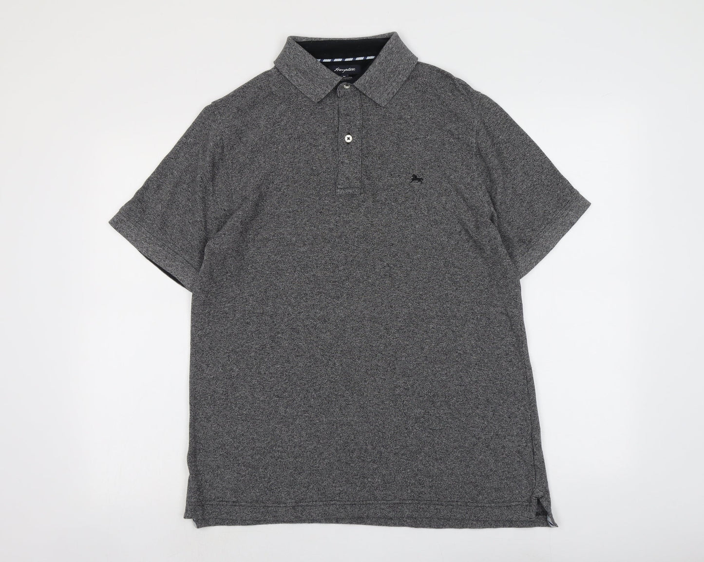 Hampton Mens Grey Cotton Polo Size M Collared Button