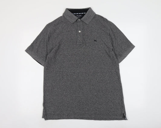 Hampton Mens Grey Cotton Polo Size M Collared Button